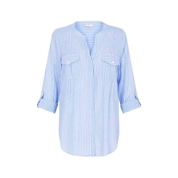 Joie Kalanchoe Top Chambray Porcelain Size M New Blue Stripe Tunic Roll Tab - Picture 1 of 10
